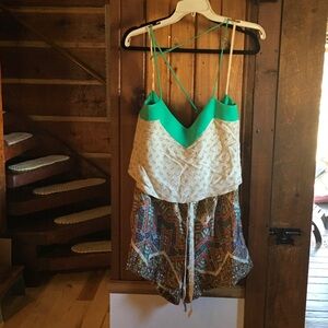 Elevenses Green and Cream Strappy Dress